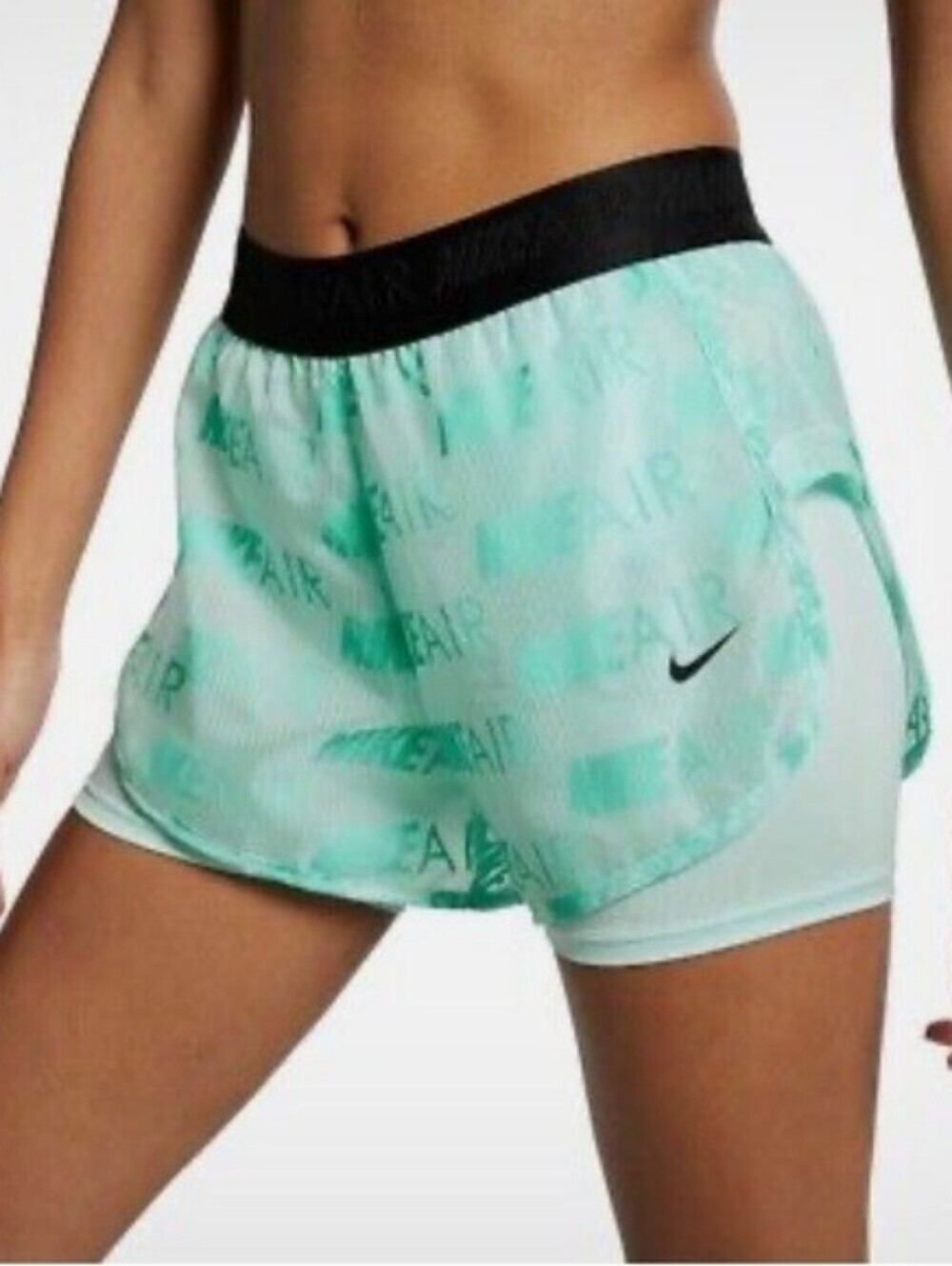 Nike Mint Green Athletic Shorts with Black Waistband